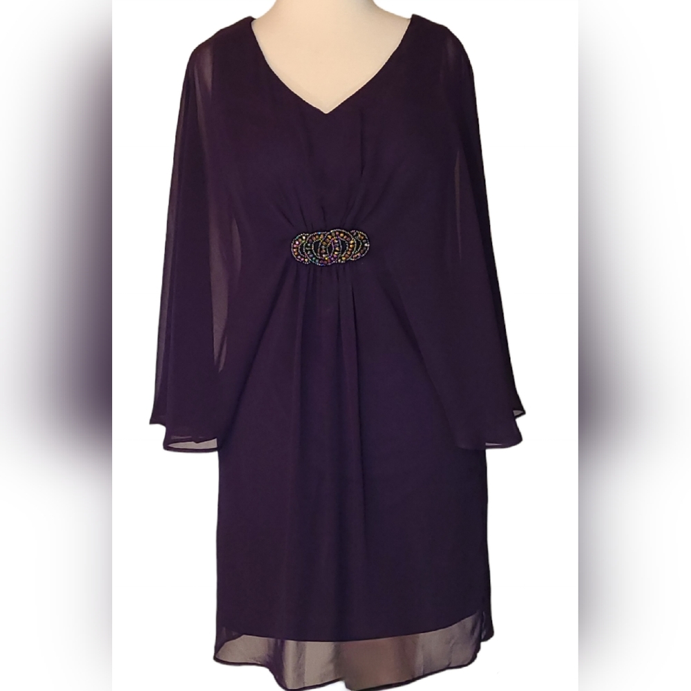 NWT Connected apparel size 4P dark purple dress